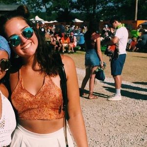 Orange crop halter top